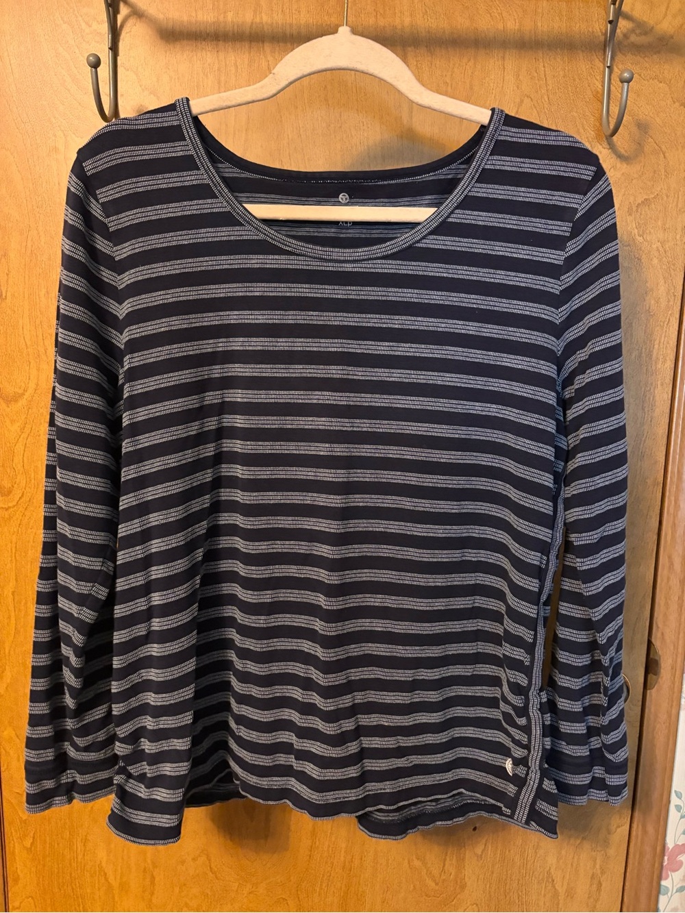 Talbots Navy and Light Gray Striped Long-Sleeve Tee